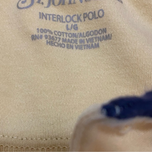 St John Bay Men's Yellow Striped Short Sleeve Polo Shirt Size Large - Picture 4 of 6